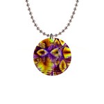 Golden Violet Crystal Palace, Abstract Cosmic Explosion Button Necklace