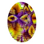 Golden Violet Crystal Palace, Abstract Cosmic Explosion Oval Ornament (Two Sides)