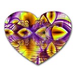 Golden Violet Crystal Palace, Abstract Cosmic Explosion Mouse Pad (Heart)