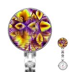 Golden Violet Crystal Palace, Abstract Cosmic Explosion Stainless Steel Nurses Watch