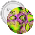 Raspberry Lime Mystical Magical Lake, Abstract  3  Button