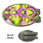 Raspberry Lime Mystical Magical Lake, Abstract  Money Clip (Oval)