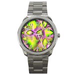Raspberry Lime Mystical Magical Lake, Abstract  Sport Metal Watch