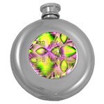 Raspberry Lime Mystical Magical Lake, Abstract  Hip Flask (Round)