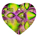 Raspberry Lime Mystical Magical Lake, Abstract  Heart Ornament (Two Sides)