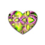 Raspberry Lime Mystical Magical Lake, Abstract  Drink Coasters 4 Pack (Heart) 