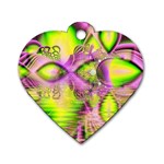 Raspberry Lime Mystical Magical Lake, Abstract  Dog Tag Heart (One Sided) 