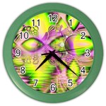 Raspberry Lime Mystical Magical Lake, Abstract  Wall Clock (Color)
