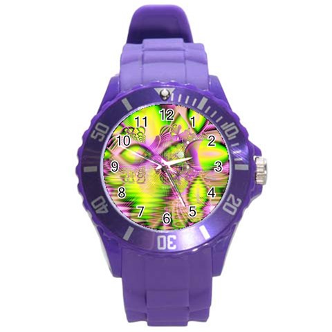 Raspberry Lime Mystical Magical Lake, Abstract  Plastic Sport Watch (Large) from ZippyPress Front
