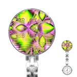Raspberry Lime Mystical Magical Lake, Abstract  Stainless Steel Nurses Watch