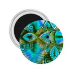 Crystal Gold Peacock, Abstract Mystical Lake 2.25  Button Magnet