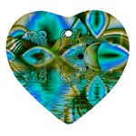 Crystal Gold Peacock, Abstract Mystical Lake Heart Ornament