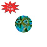 Crystal Gold Peacock, Abstract Mystical Lake 1  Mini Button (100 pack)