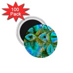 Crystal Gold Peacock, Abstract Mystical Lake 1.75  Button Magnet (100 pack)