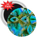 Crystal Gold Peacock, Abstract Mystical Lake 3  Button Magnet (10 pack)