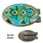 Crystal Gold Peacock, Abstract Mystical Lake Money Clip (Oval)