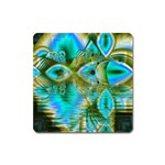 Crystal Gold Peacock, Abstract Mystical Lake Magnet (Square)