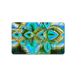 Crystal Gold Peacock, Abstract Mystical Lake Magnet (Name Card)