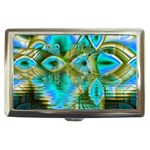Crystal Gold Peacock, Abstract Mystical Lake Cigarette Money Case