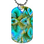 Crystal Gold Peacock, Abstract Mystical Lake Dog Tag (Two-sided) 