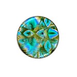 Crystal Gold Peacock, Abstract Mystical Lake Golf Ball Marker (for Hat Clip)