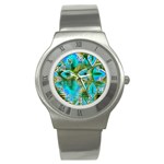 Crystal Gold Peacock, Abstract Mystical Lake Stainless Steel Watch (Slim)