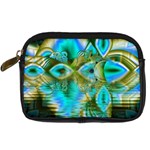 Crystal Gold Peacock, Abstract Mystical Lake Digital Camera Leather Case