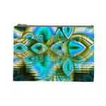 Crystal Gold Peacock, Abstract Mystical Lake Cosmetic Bag (Large)