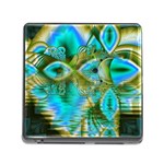 Crystal Gold Peacock, Abstract Mystical Lake Memory Card Reader with Storage (Square)