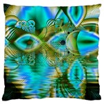 Crystal Gold Peacock, Abstract Mystical Lake Large Cushion Case (Two Sided) 