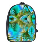 Crystal Gold Peacock, Abstract Mystical Lake School Bag (XL)
