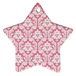 White On Soft Pink Damask Star Ornament