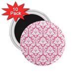 White On Soft Pink Damask 2.25  Button Magnet (10 pack)