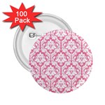 White On Soft Pink Damask 2.25  Button (100 pack)