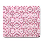 White On Soft Pink Damask Large Mouse Pad (Rectangle)