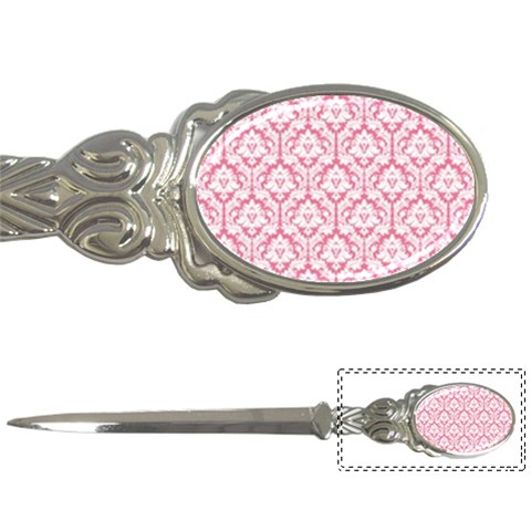 White On Soft Pink Damask Letter Opener from ZippyPress Front