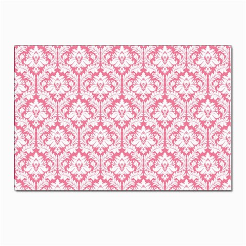 White On Soft Pink Damask Postcards 5  x 7  (10 Pack) from ZippyPress Front