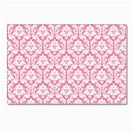 White On Soft Pink Damask Postcards 5  x 7  (10 Pack)