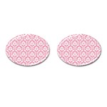 White On Soft Pink Damask Cufflinks (Oval)