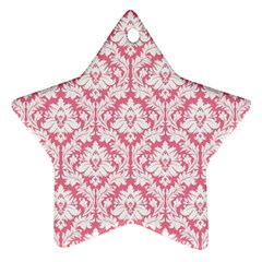 White On Soft Pink Damask Star Ornament (Two Sides) from ZippyPress Front