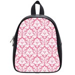 White On Soft Pink Damask School Bag (Small)