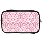 White On Soft Pink Damask Travel Toiletry Bag (One Side)