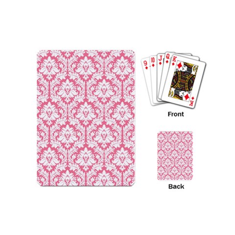 White On Soft Pink Damask Playing Cards (Mini) from ZippyPress Back