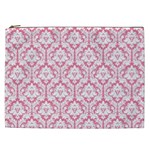 White On Soft Pink Damask Cosmetic Bag (XXL)