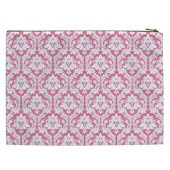 White On Soft Pink Damask Cosmetic Bag (XXL) from ZippyPress Back