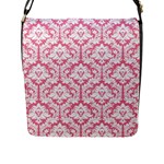 soft Pink Damask Pattern Flap Closure Messenger Bag (L)