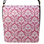 soft Pink Damask Pattern Flap Closure Messenger Bag (S)