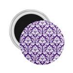 White on Purple Damask 2.25  Button Magnet