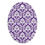 White on Purple Damask Oval Ornament