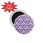 White on Purple Damask 1.75  Button Magnet (100 pack)